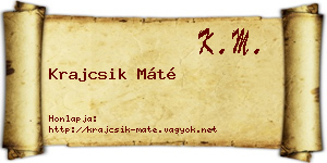 Krajcsik Máté névjegykártya